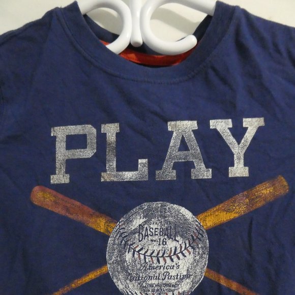GAP KIDS small 6-7 years graphic tee "Play Ball" print / design, GUC - Picture 4 of 12